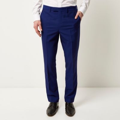 Bright blue slim suit trousers